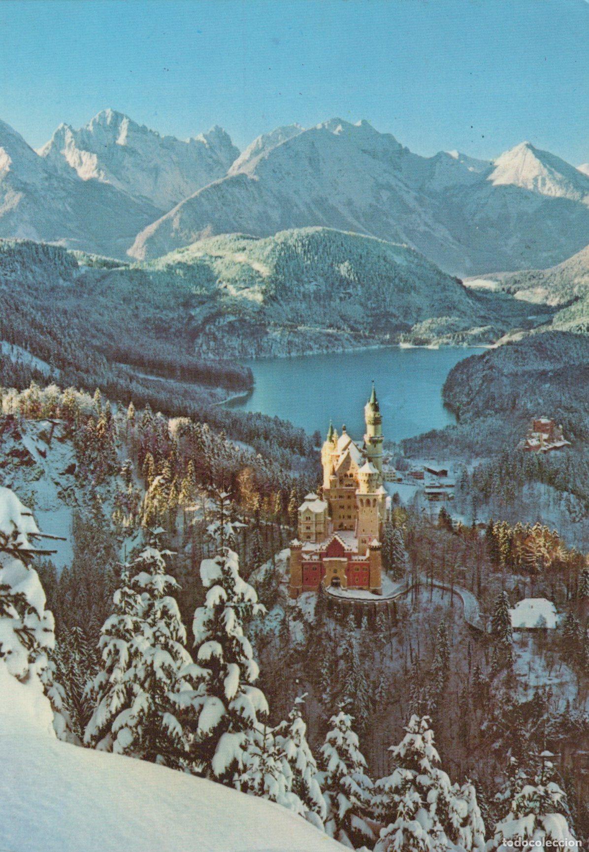 Cartoline: Germany Neuschwanstein Castle Winter Landscape Alps *YAZ612