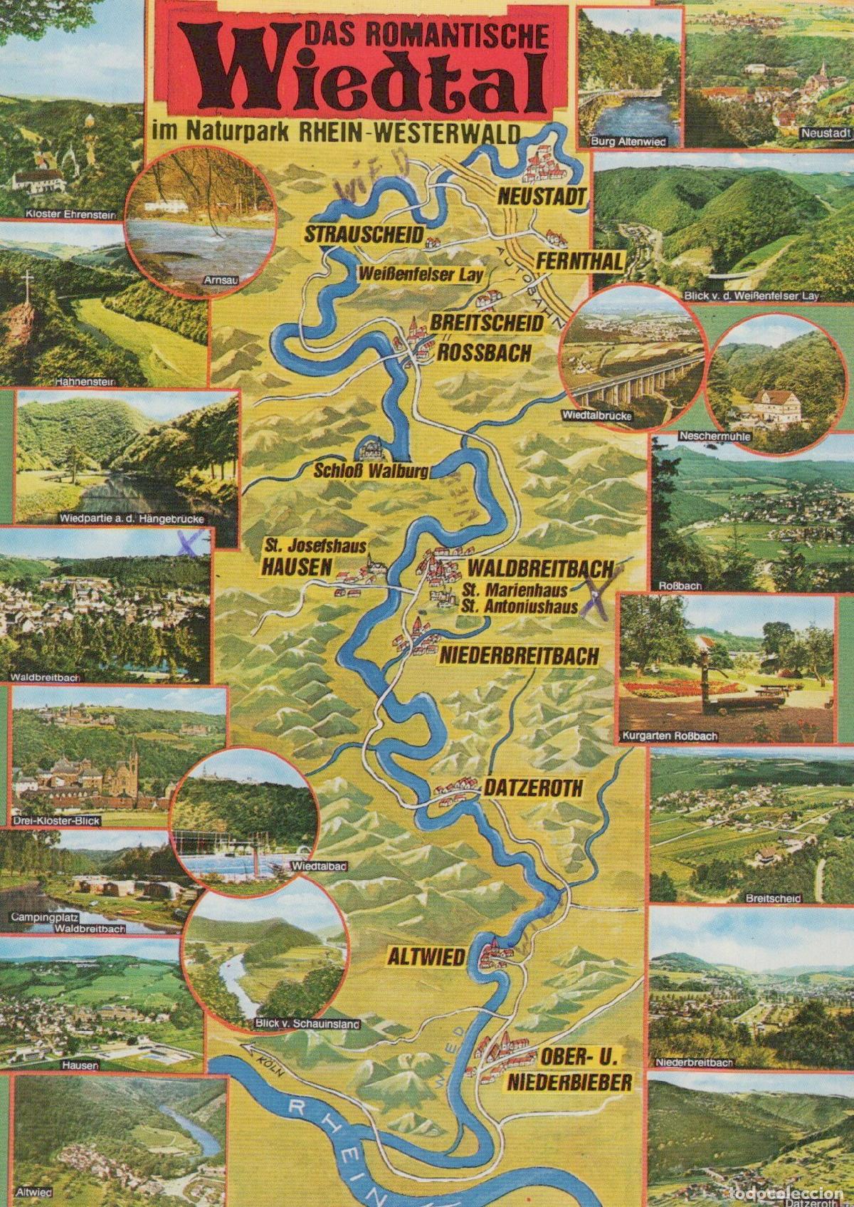 Cartoline: Germany Romantic Wiedtal Valley Map *YAZ642