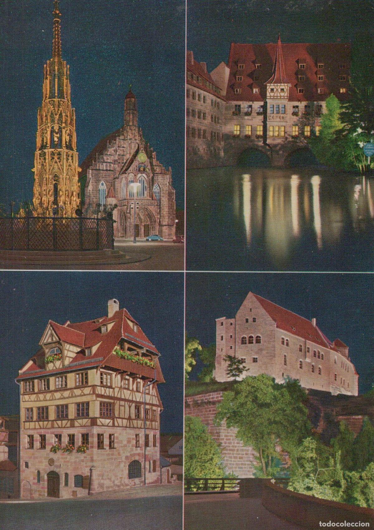Cartoline: Germany Nuremberg Night Views Sch&ouml;ner Brunnen *YAZ644