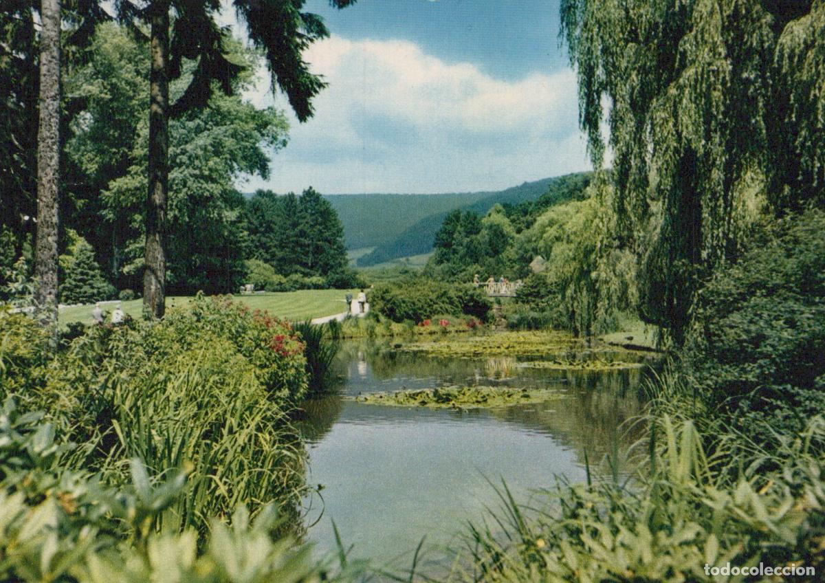 Postales: Germany Bad Pyrmont Kurpark Malerwinkel Picturesque Garden Pond View *YAZ779