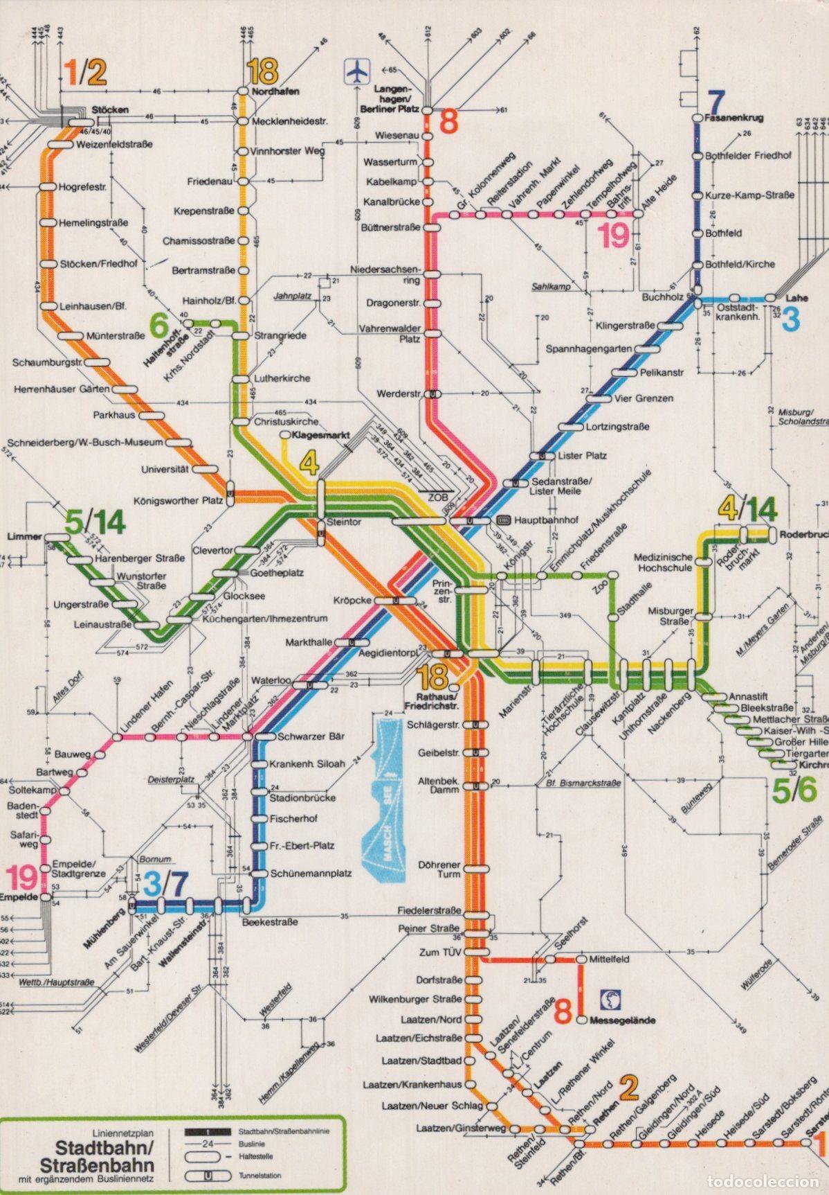 Cartoline: Germany Hannover Stadtbahn Map *YAZ706