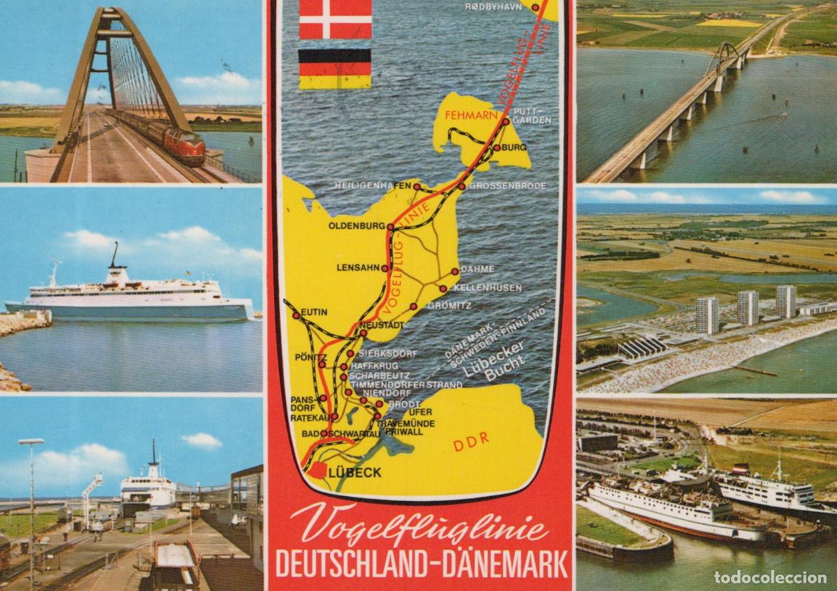 Cartes Postales: Germany Fehmarn Denmark Vogelfluglinie Bridge Ferry Ships Map *YAZ730
