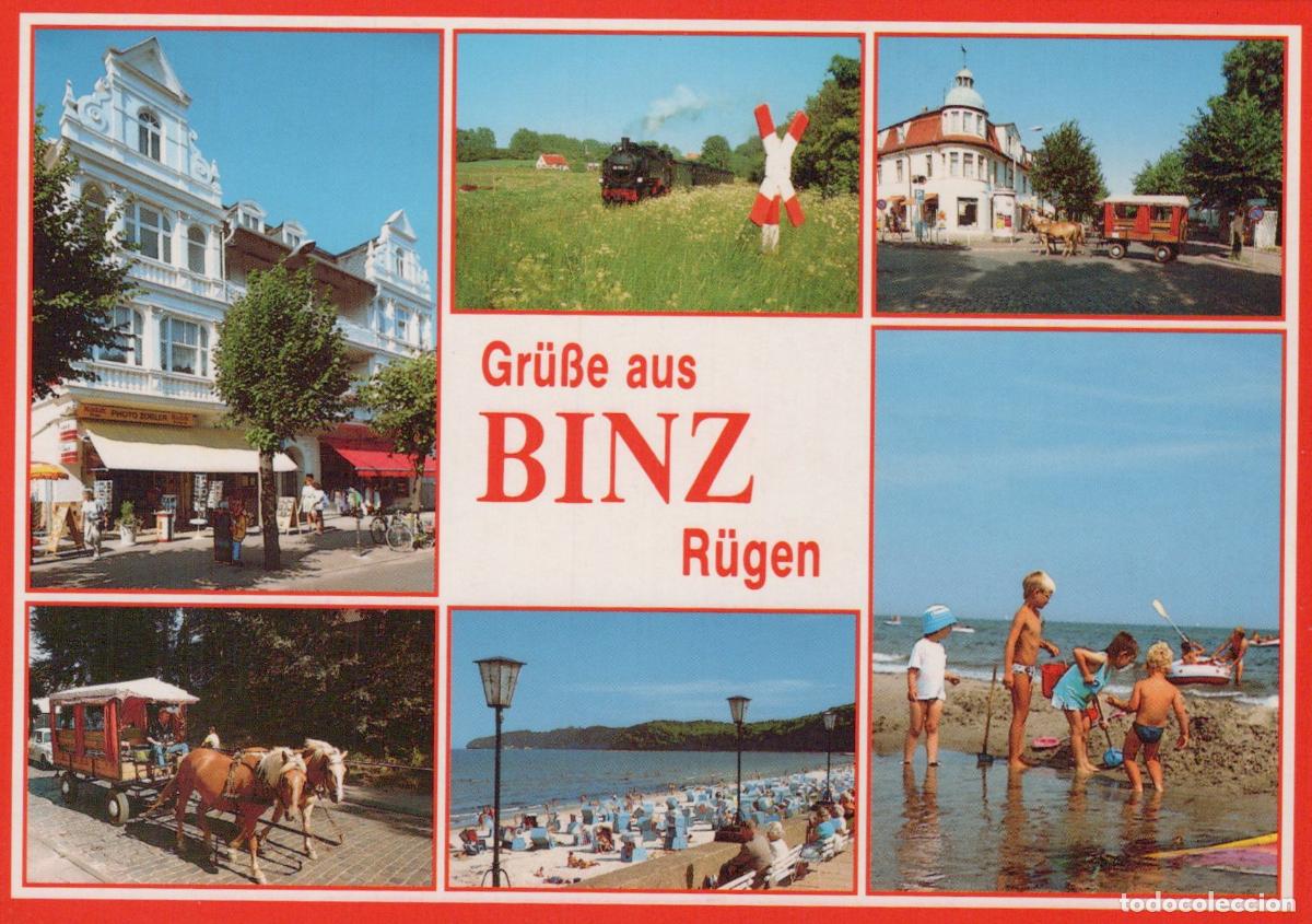 Postales: Germany Ruegen Binz R&uuml;gen Multi View With Beach Town and Train Unposted *YAZ852
