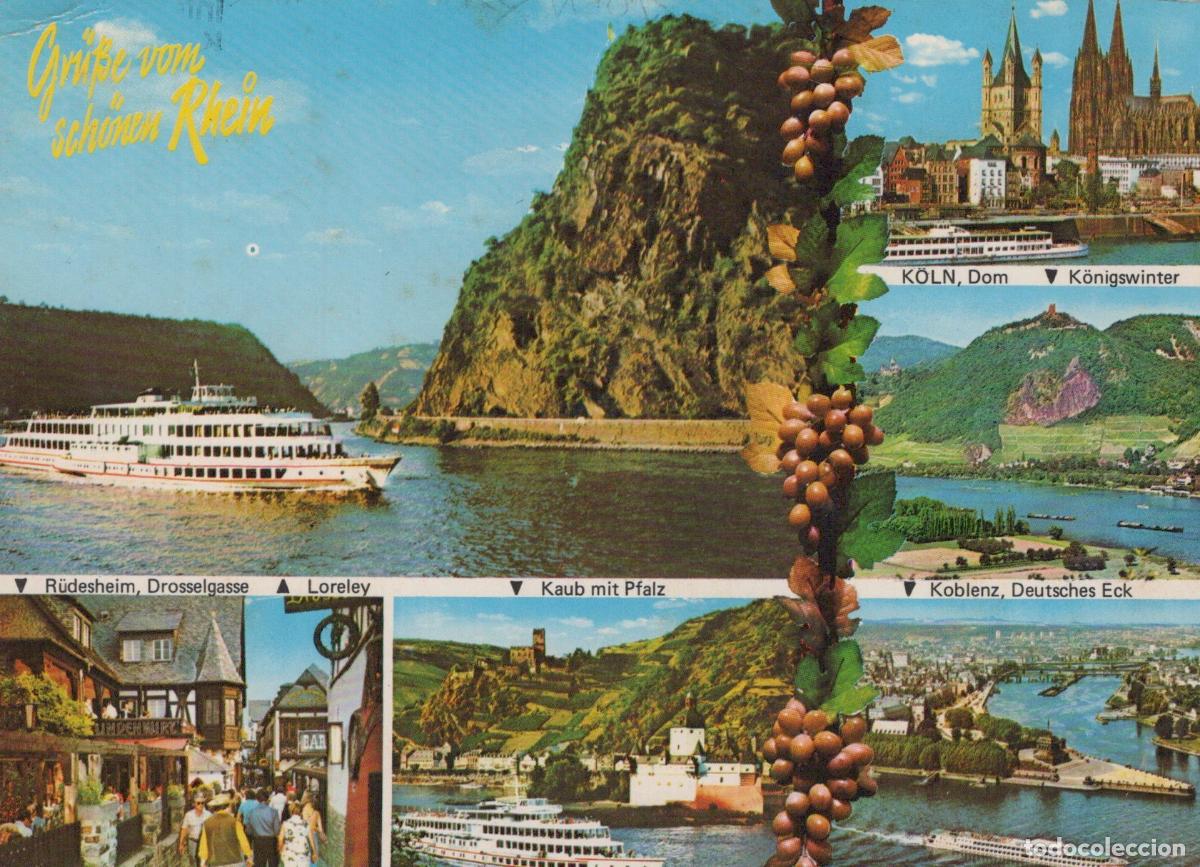 Postales: Germany Kaub Rhine River Multi View Koln Loreley Rudesheim Koblenz Ships *YAZ883
