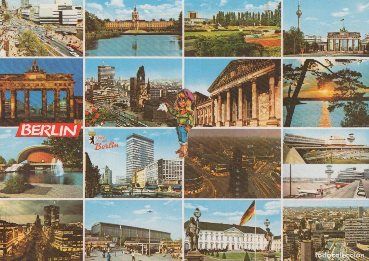 Cartes Postales: Germany Berlin Wall City Collage Brandenburg Gate Reichstag Building *YAZ923
