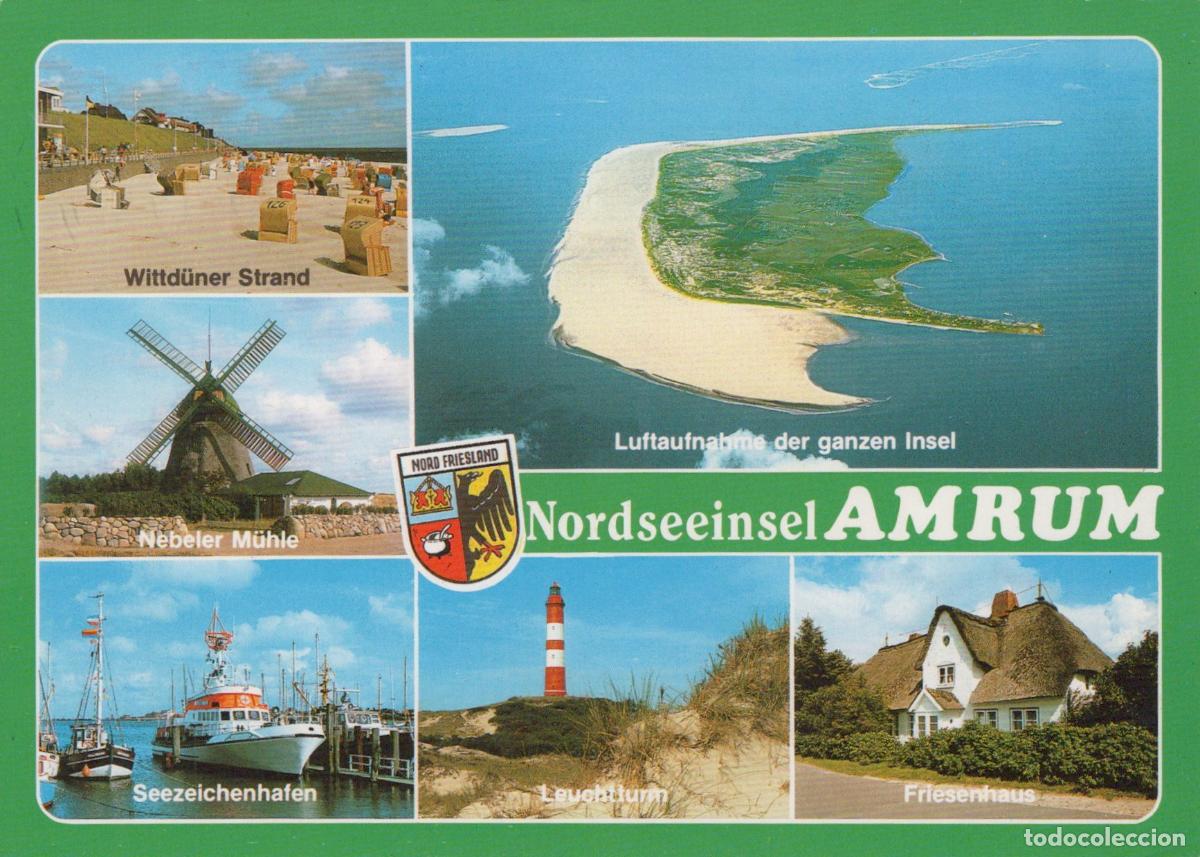 Postales: Germany Ahrensburg Collage of Amrum Island With Beach Windmill Aerial *YAZ966