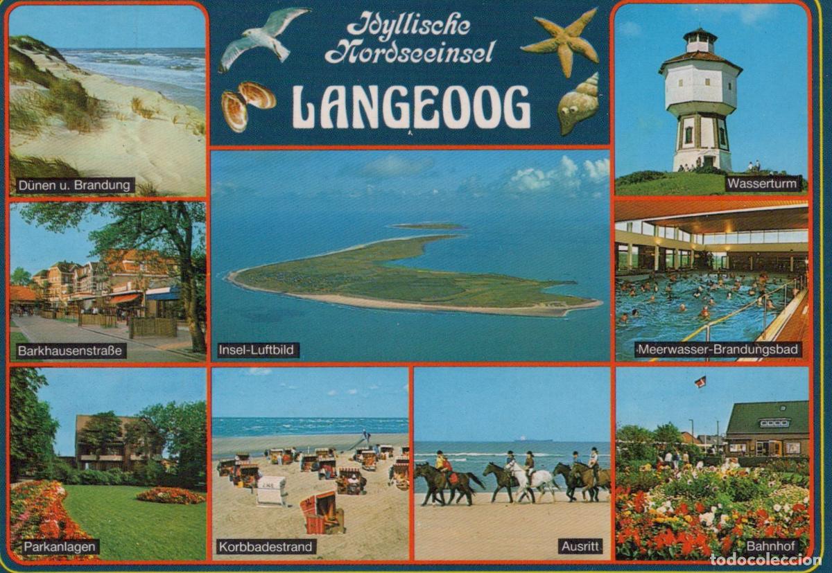 Postais: Germany Langeoog Island Multi View Dunes Beach Town Water Tower Pool *YBA016