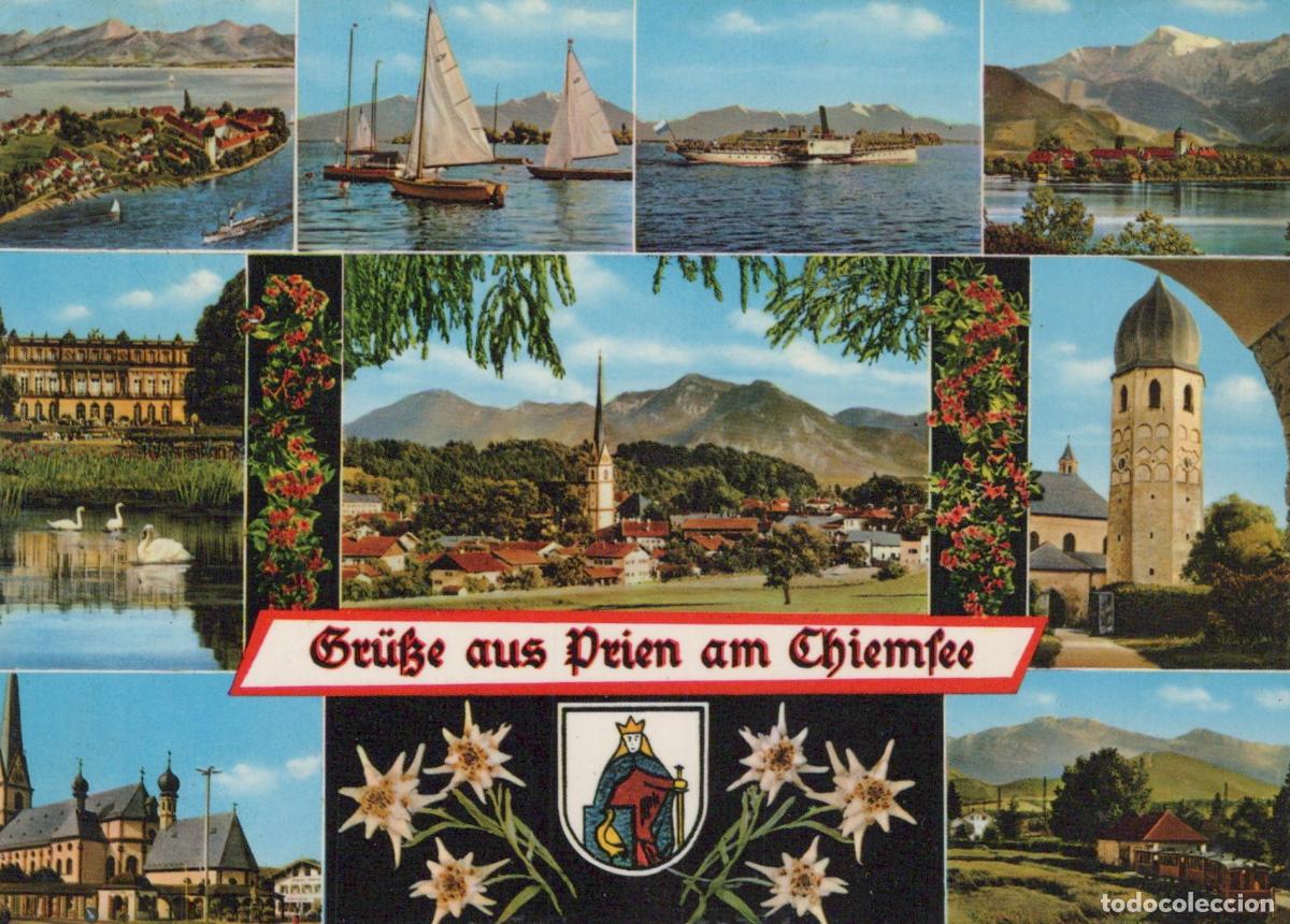 Postcards: Germany Prien am Chiemsee Multi View With Lake and Mountains *YBA175