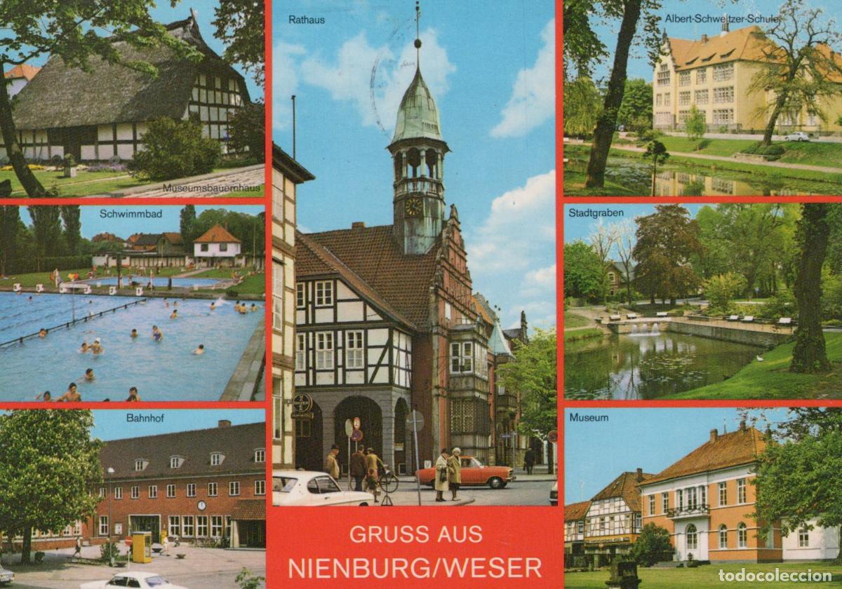 Postkarten: Germany Nienburg Weser Multi View Rathaus Museum Schwimmbad Bahnhof *YBA100