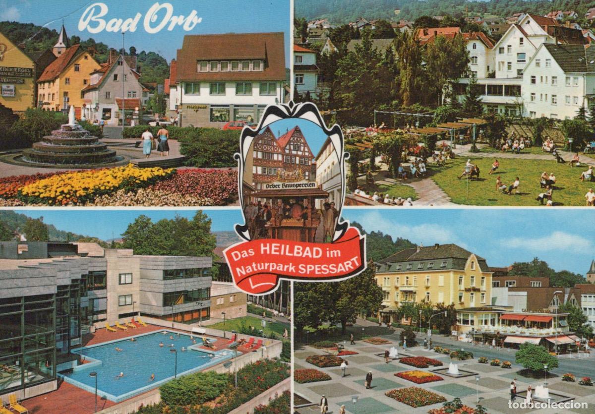 Cartes Postales: Germany Bad Orb Spa Town Collage With Fountain Park Pool and Town Square *YBA295