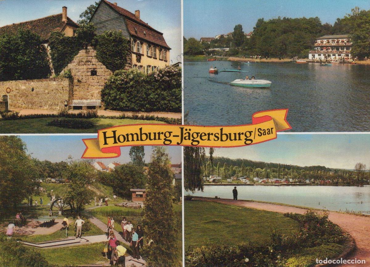 Cartoline: Germany Homburg J&auml;gersburg Saar Lake Minigolf Architecture Boating *YBA104