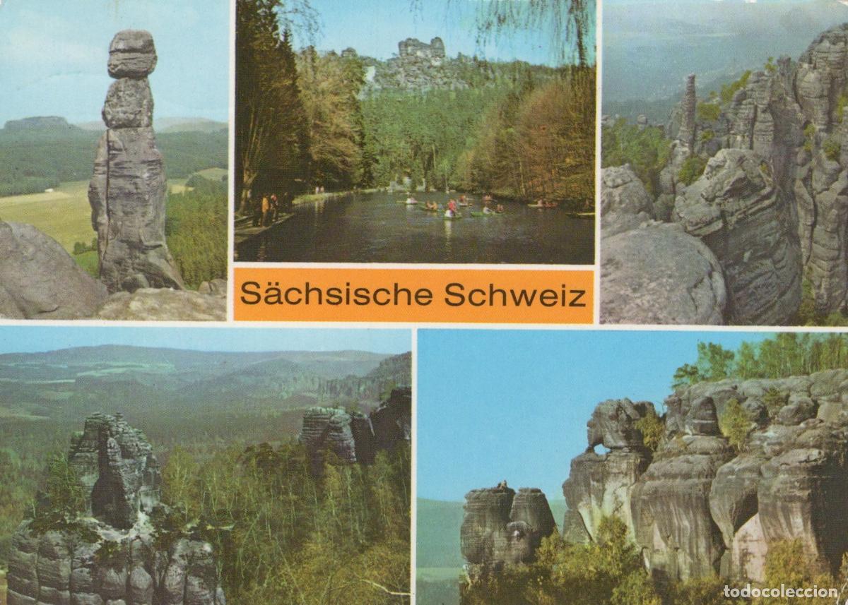 Cartoline: Germany Saxon Switzerland Rock Formations and Lake 1970s Landscape *YBA240