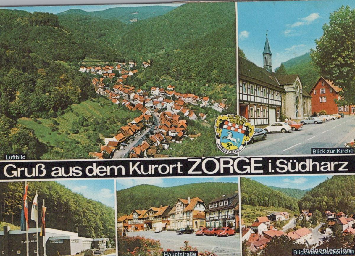 Postcards: Germany Alfeld Zorge in S&uuml;dharz Aerial View Church Main Street Village *YBA148