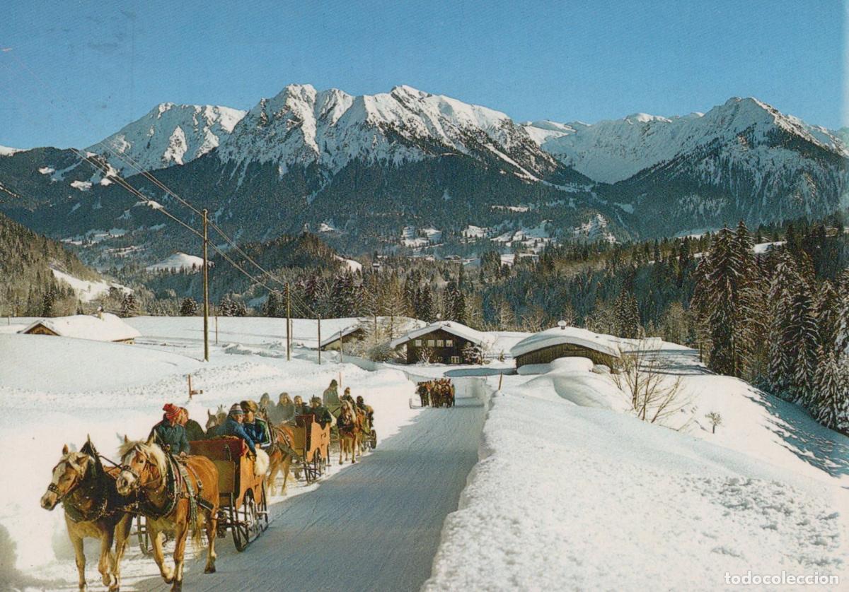 Postcards: Germany Oberstdorf Horse Drawn Sleigh Ride in Allg&auml;u Mountains Winter *YBA137