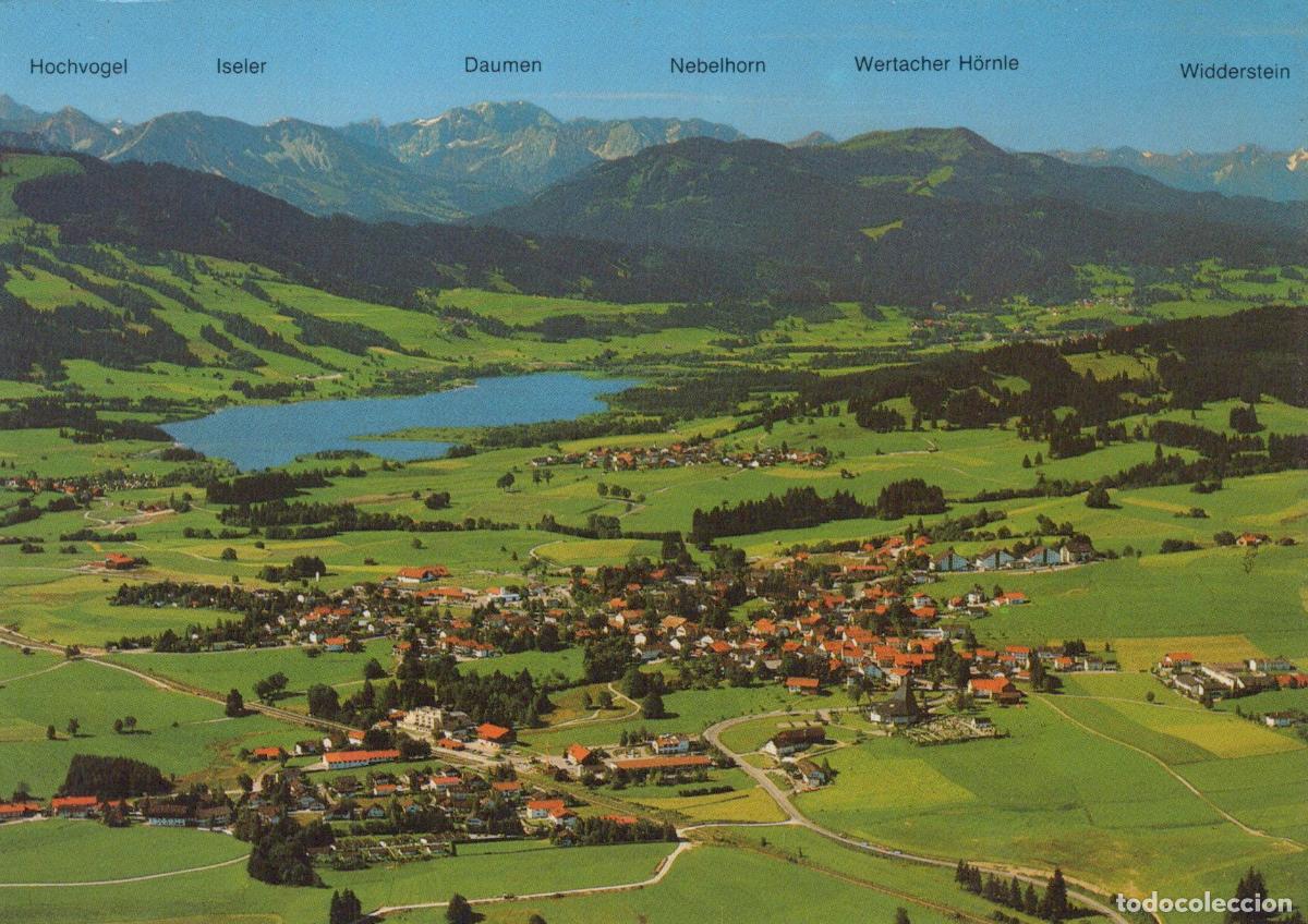 Cartoline: Germany Oy IM Oberallg&auml;u Aerial View of Village Lake and Mountains *YBA169