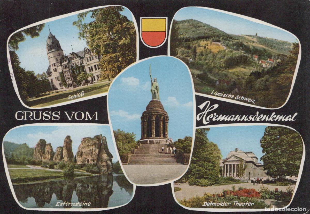 Cartoline: Germany Detmold Hermannsdenkmal Schloss Externsteine Detmolder Theater *YBA531