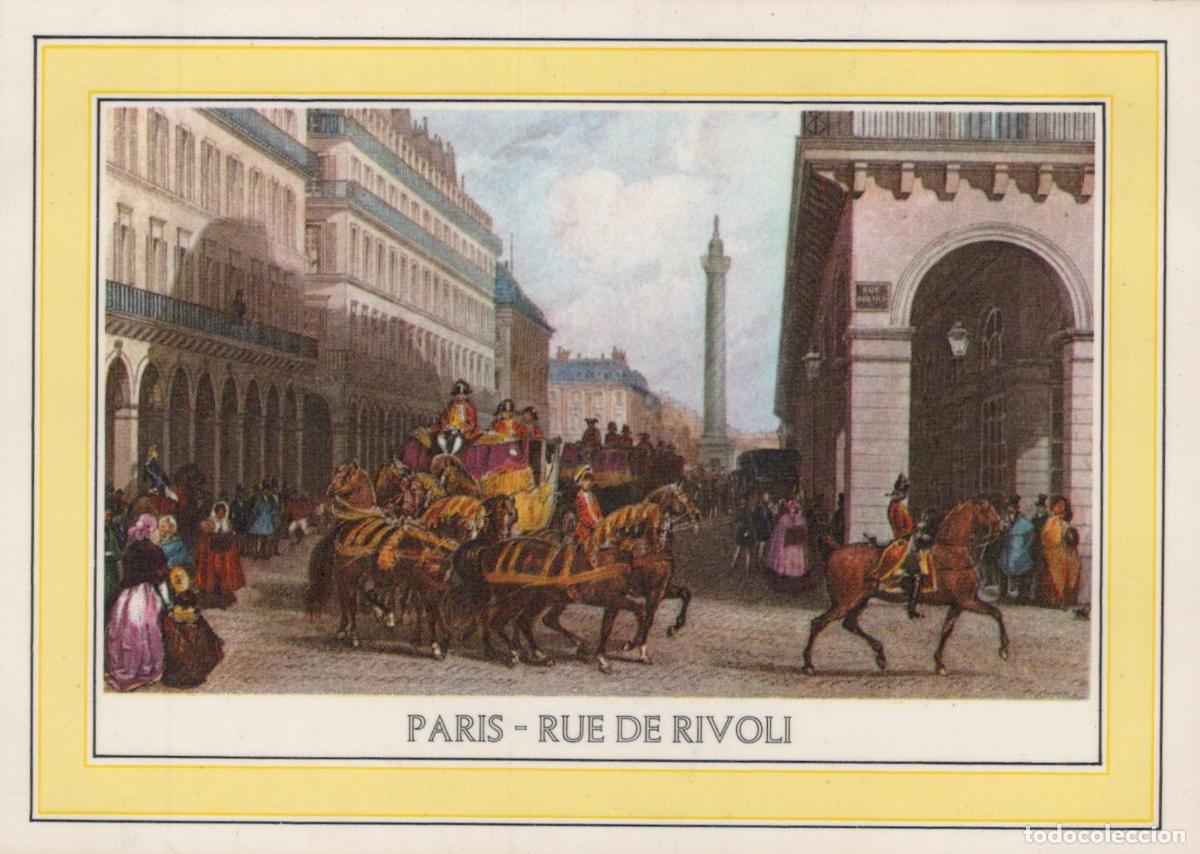 Postcards: France Arc de Triomphe Paris Rue de Rivoli Horse Drawn Carriage Unposted *YBA394