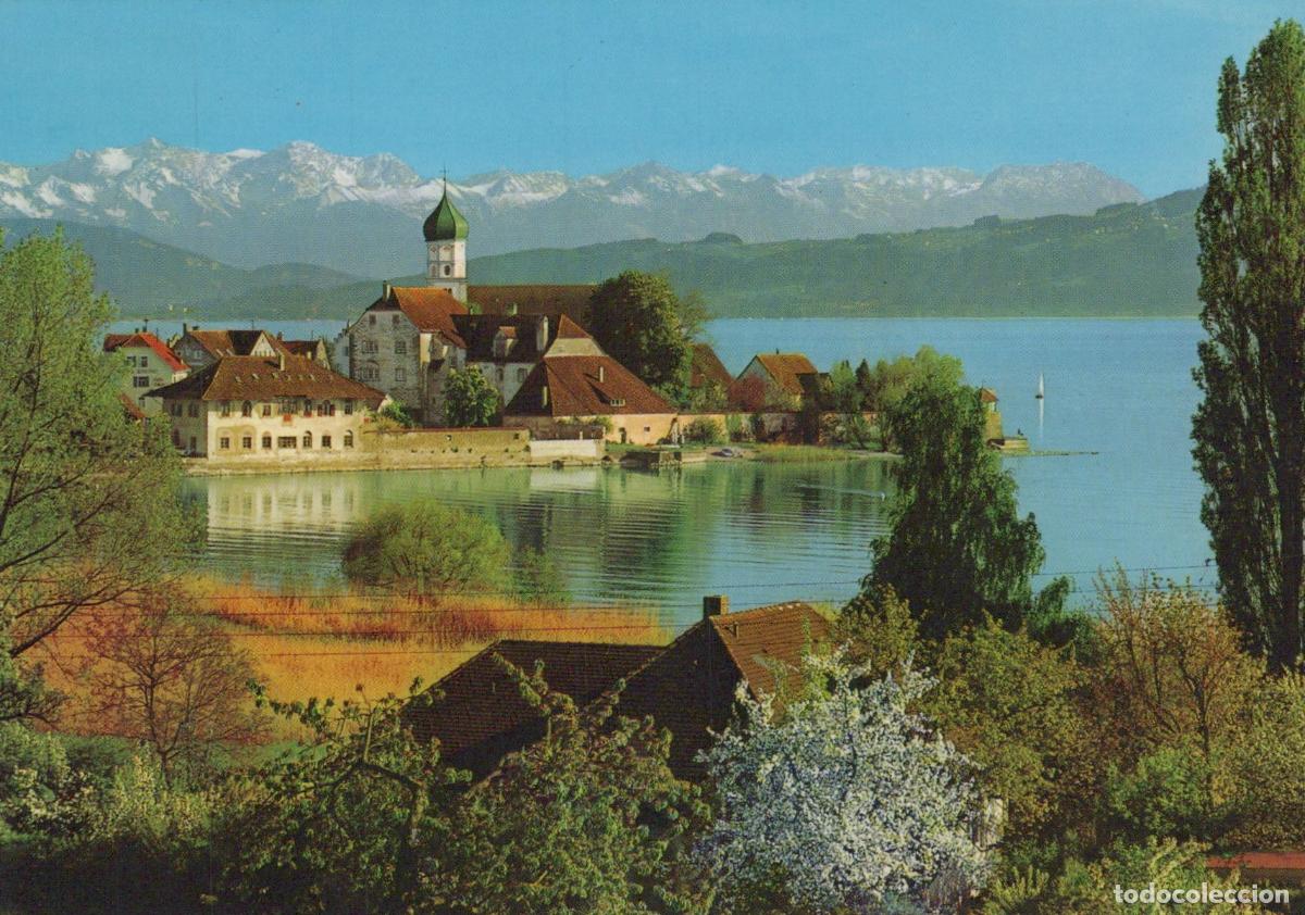 Cartes Postales: Germany Wasserburg Halbinsel Lake Constance Alps Landscape Church *YBA567