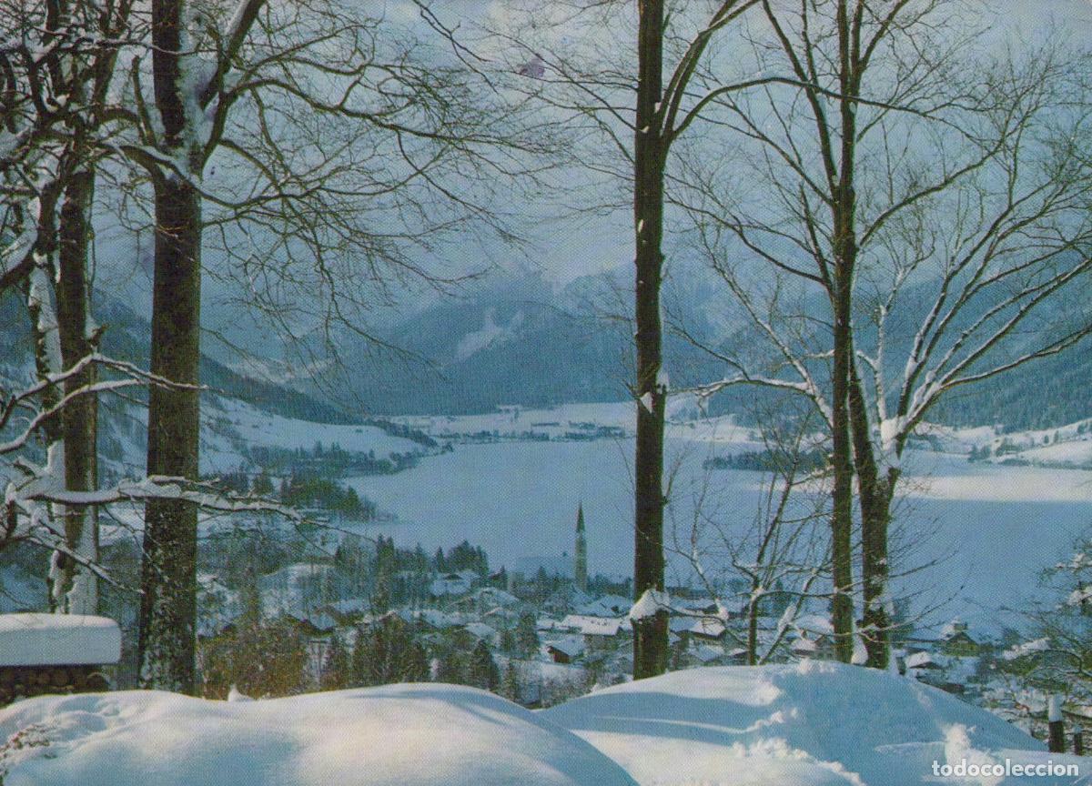 Postais: Germany Schliersee Lake Winter Landscape With Village and Mountains *YBA838