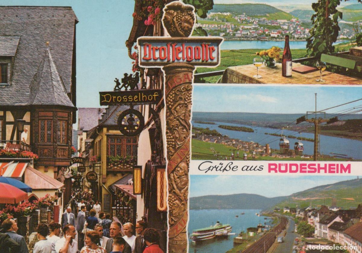 Postales: Germany Alsfeld R&uuml;desheim am Rhein Drosselgasse Cable Car and Rhine *YBA742