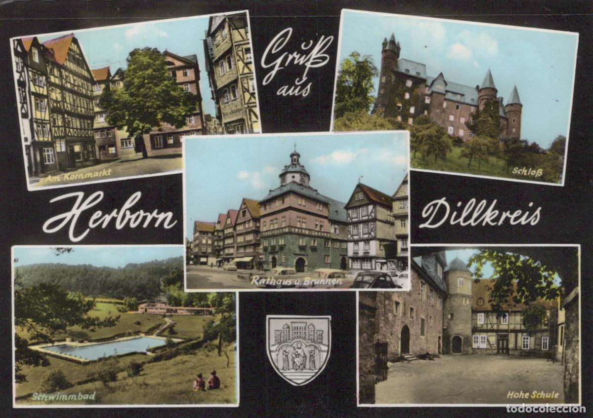 Postales: Germany Herborn Dillkreis am Kornmarkt Rathaus Schloss Schwimmbad Hohe *YBA969