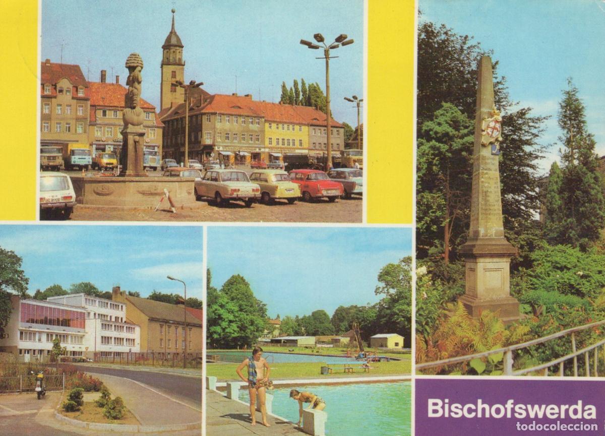 Postais: Germany Bischofswerda Multi View Cityscape With Fountain Obelisk Pool *YBA585