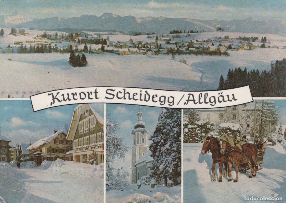 Postais: Germany Winter in Kurort Scheidegg Allg&auml;u With Village Church and Horse *YBA598