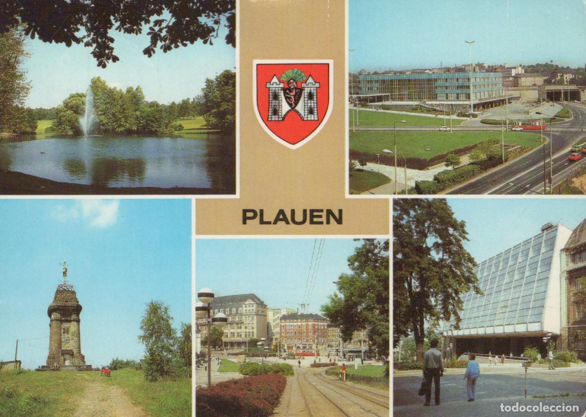 Postais: Germany Plauen City Views Park Buildings Tram Fountain Monument *YBA616