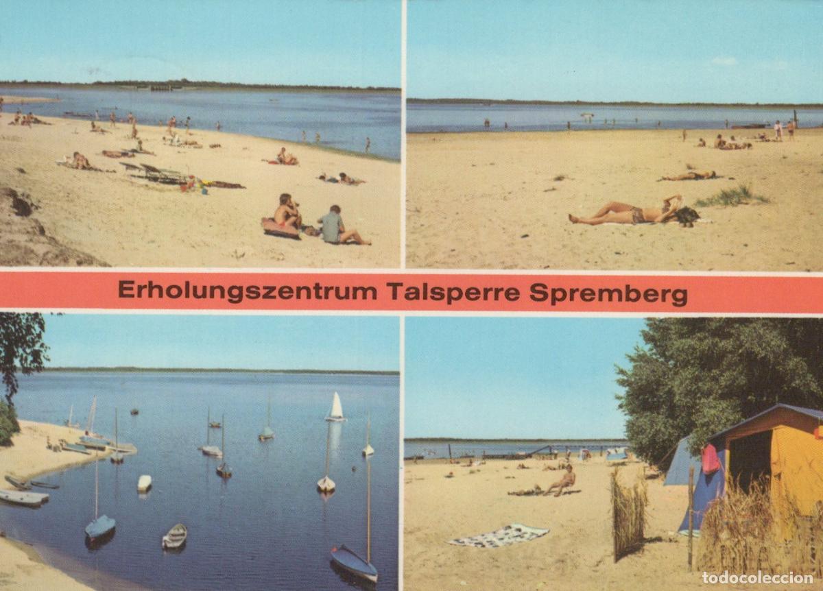 Cartes Postales: Germany Spremberg Dam Recreation Center Beach Boats Camping *YBA869