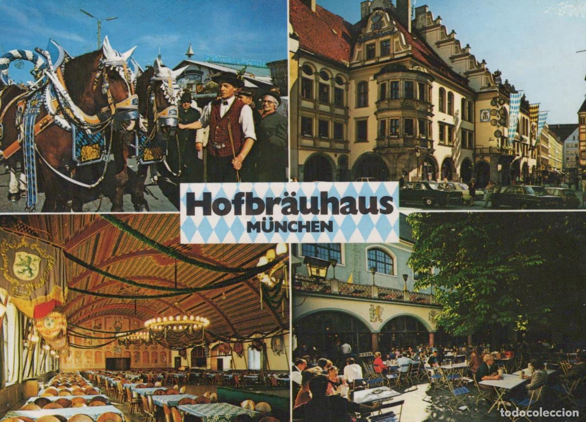 Postkarten: Germany Muenchen Hofbr&auml;uhaus Munich Beer Hall Beer Garden Parade Horses *YBA781