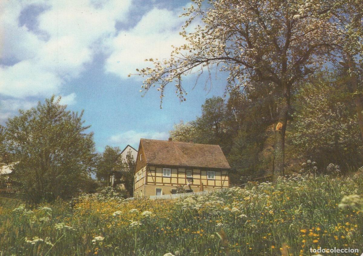 Postkarten: Germany Altenberg Reichenbach Vogtl Half Timbered House in Spring *YBA631