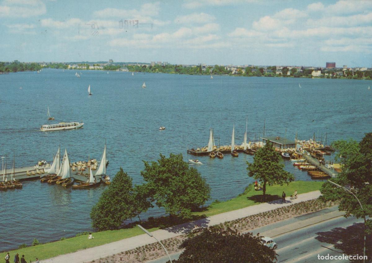 Cartoline: Germany Altona Panoramic View of the Au&szlig;enalster Lake With Sailboats *YBA801
