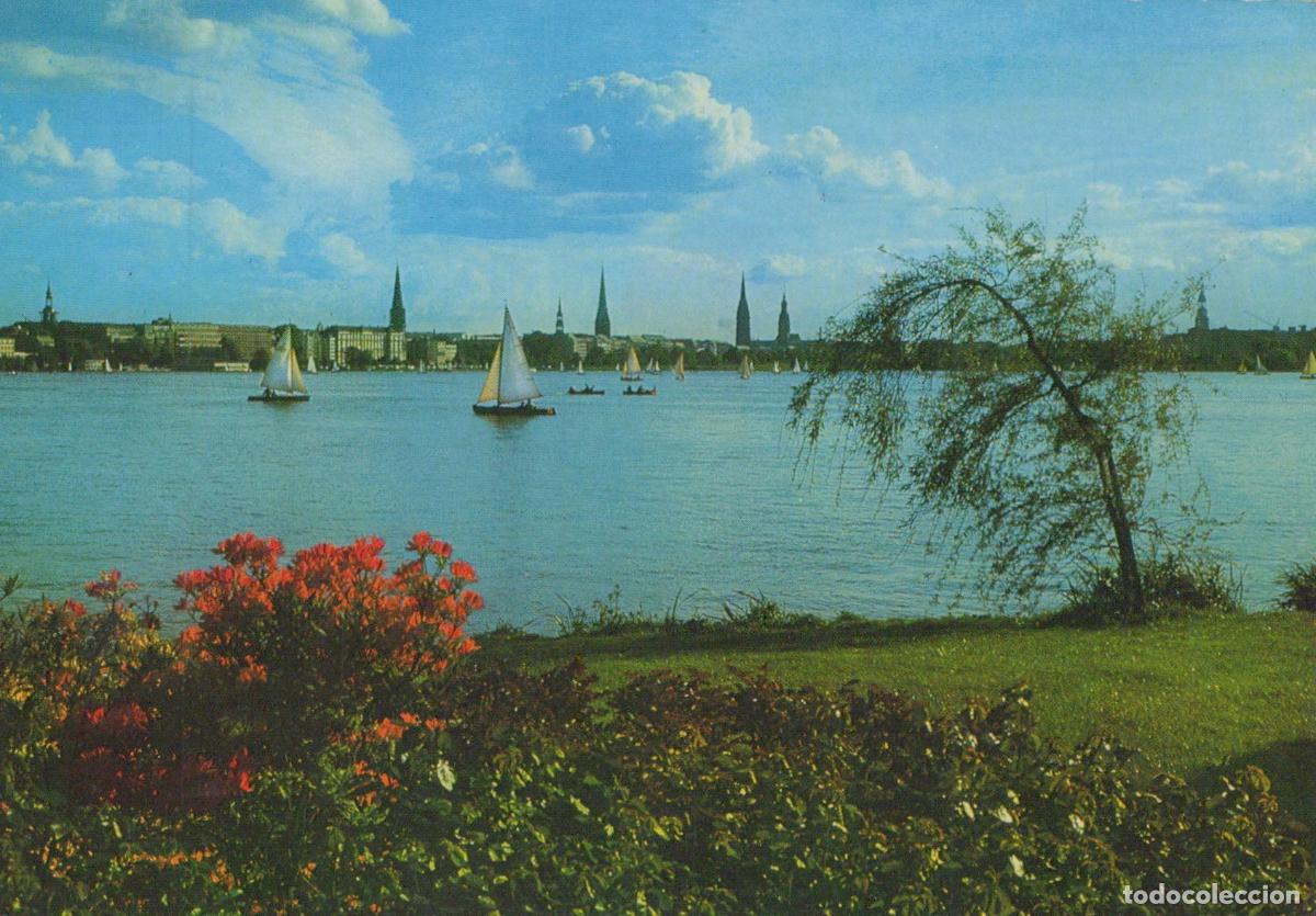 Postales: Germany Altona Au&szlig;enalster Lake With Sailboats and City Skyline *YBA911