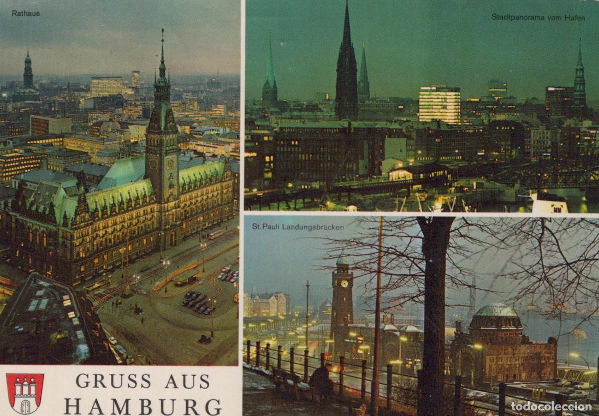 Cartes Postales: Germany Altona City Panorama Rathaus St Pauli Landungsbr&uuml;cken Night View *YBA974