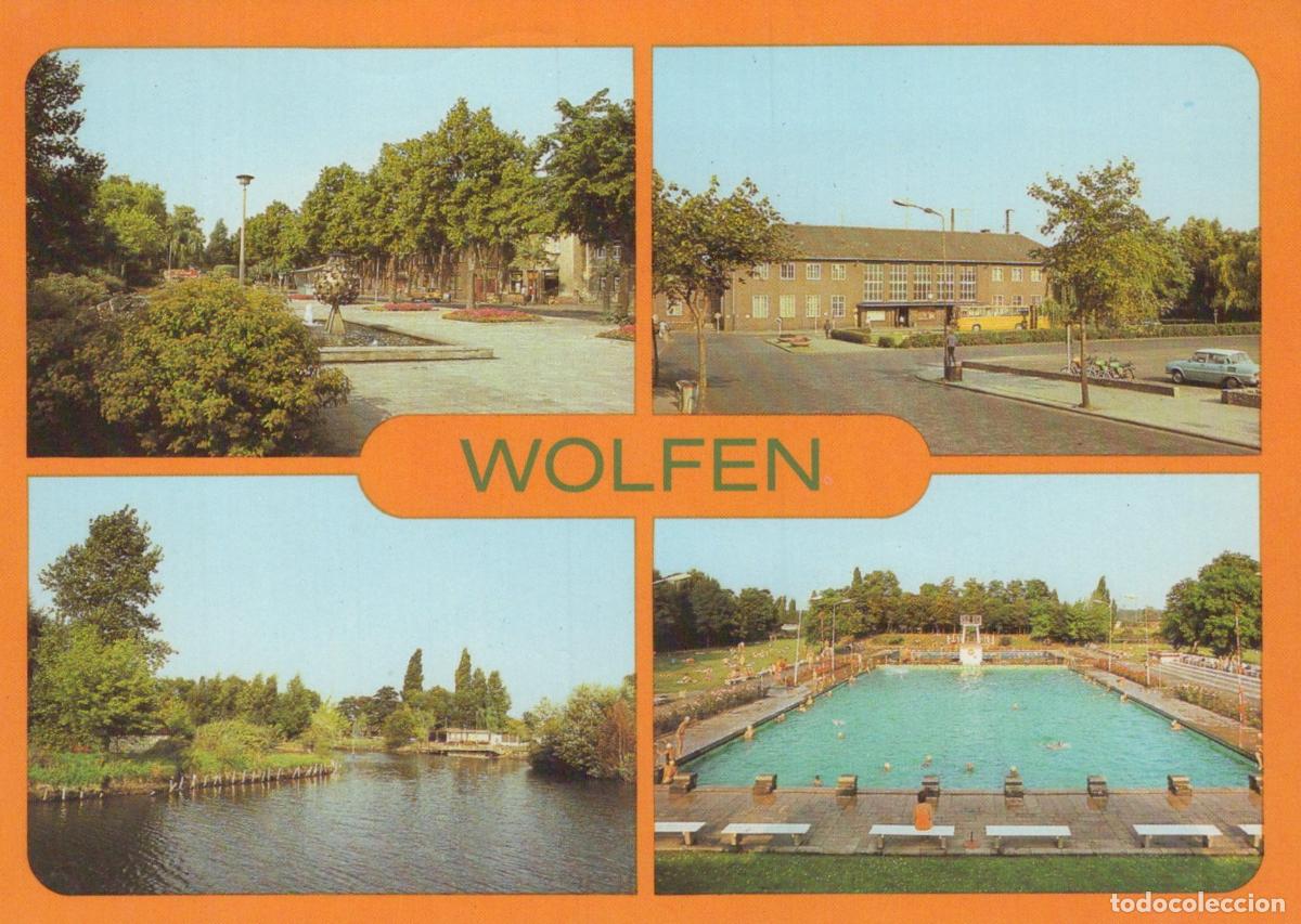 Postcards: Germany Wolfen Four Views of Including A Park Street Lake and Swimming *YBA712
