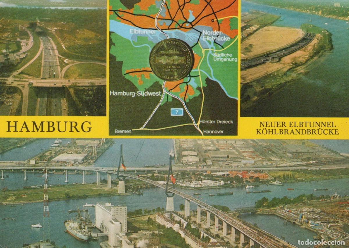 Postales: Germany Altona Elbtunnel and K&ouml;hlbrandbr&uuml;cke Bridges Aerial View *YBA910