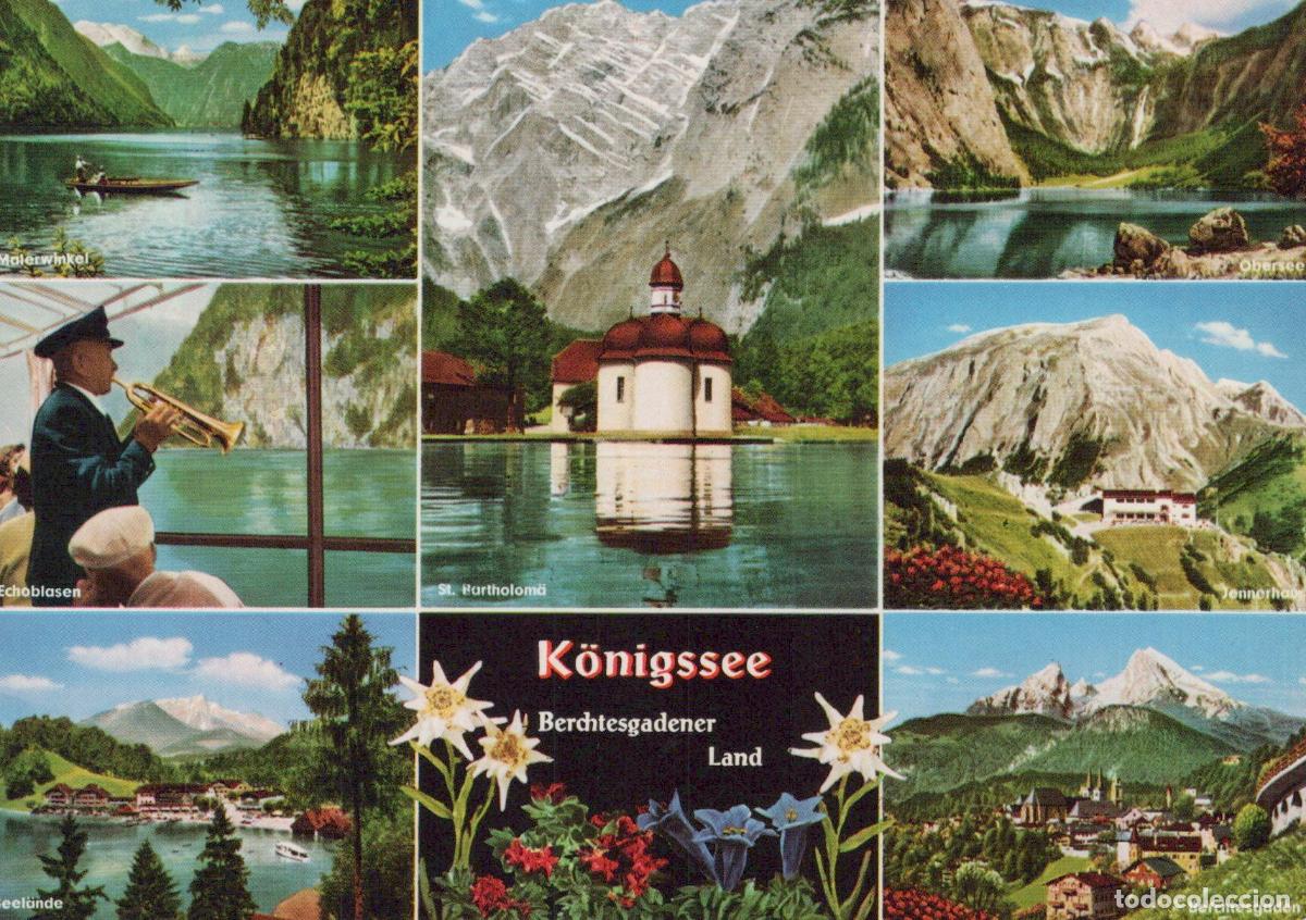 Cartoline: Germany Berchtesgaden K&ouml;nigssee Berchtesgadener Land Multi View 1950s *YBA932