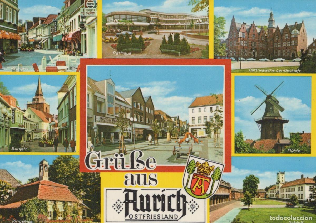Cartoline: Germany Aurich Ostfriesland Multi View With Rathaus Windmill *YBA936