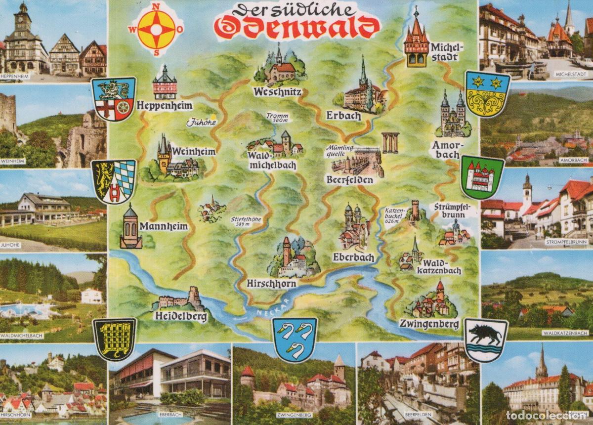 Cartes Postales: Southern Odenwald Map Postcard *YBA979