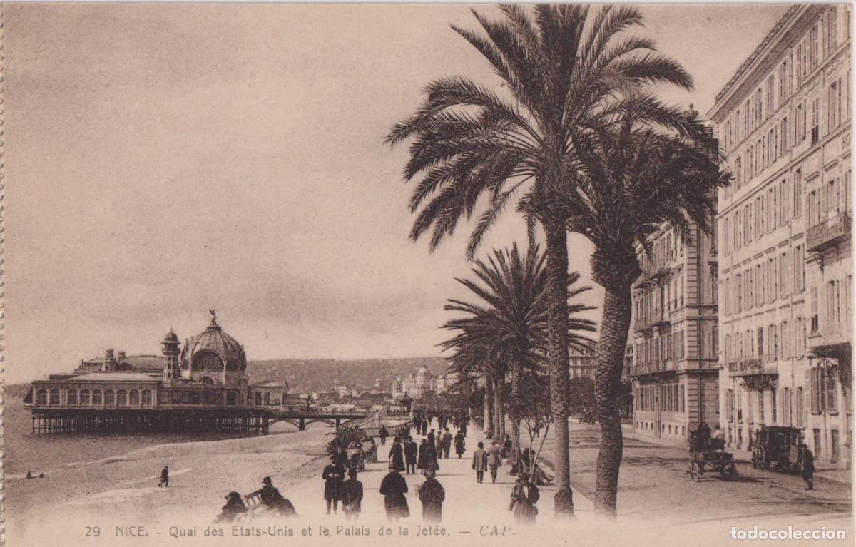Postales: FRANCIA, NIZA, QUAI DES ETATS-UNIS Y EL PALACIO DE LA JEL&Eacute;E - CAP CIE.ALSACIENNE N&ordm;29 - S/C