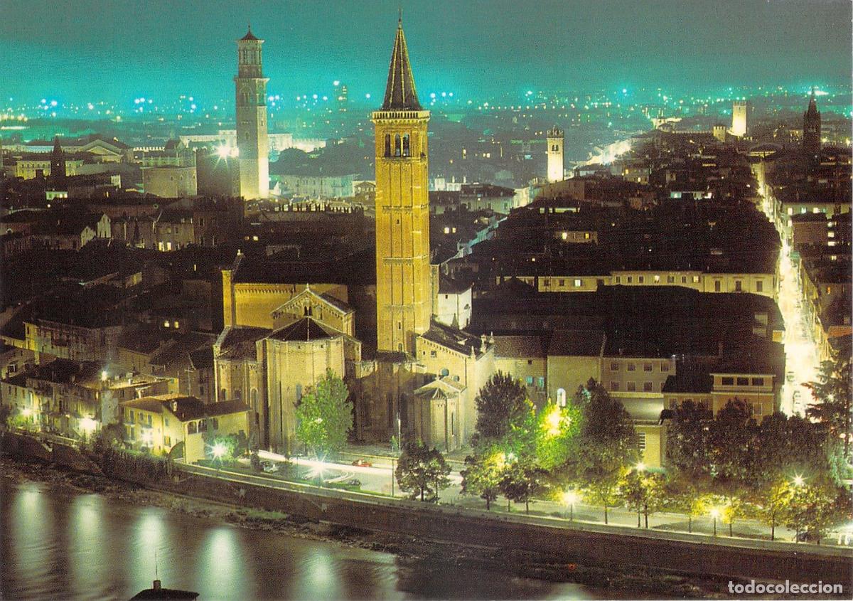 Postales: Postal de Verona, panorama nocturno de la ciudad italiana