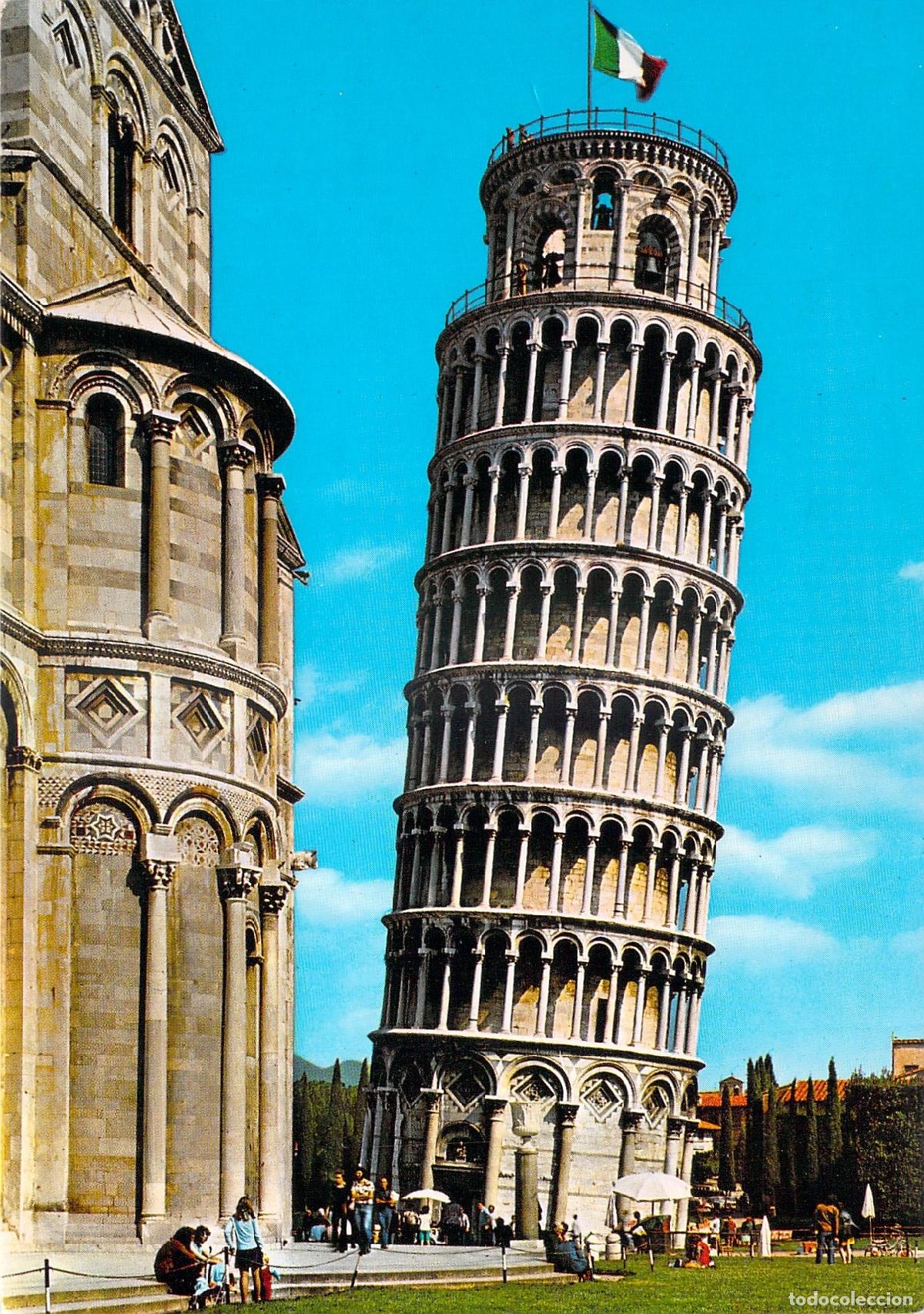 Postales: Postal de la Torre Inclinada de Pisa en Piazza del Duomo