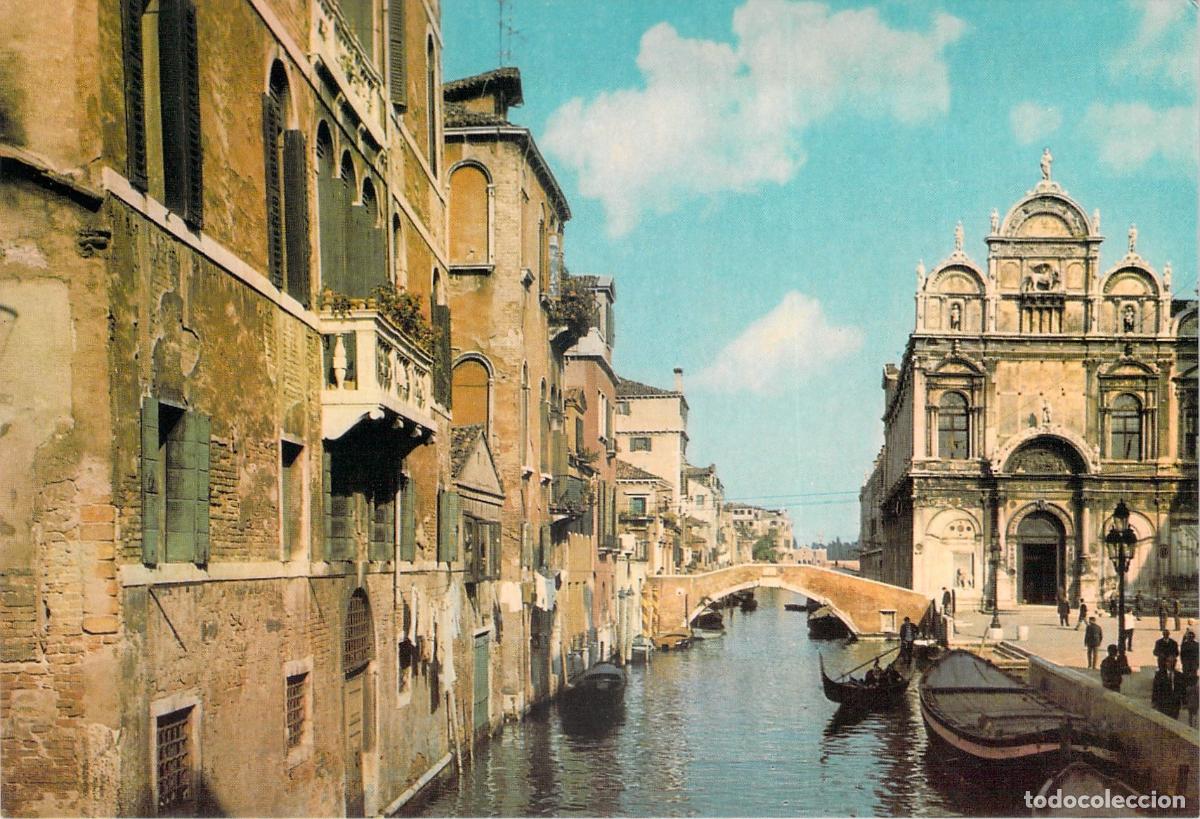 Postales: Postal de Venecia con vista al canal e iglesia