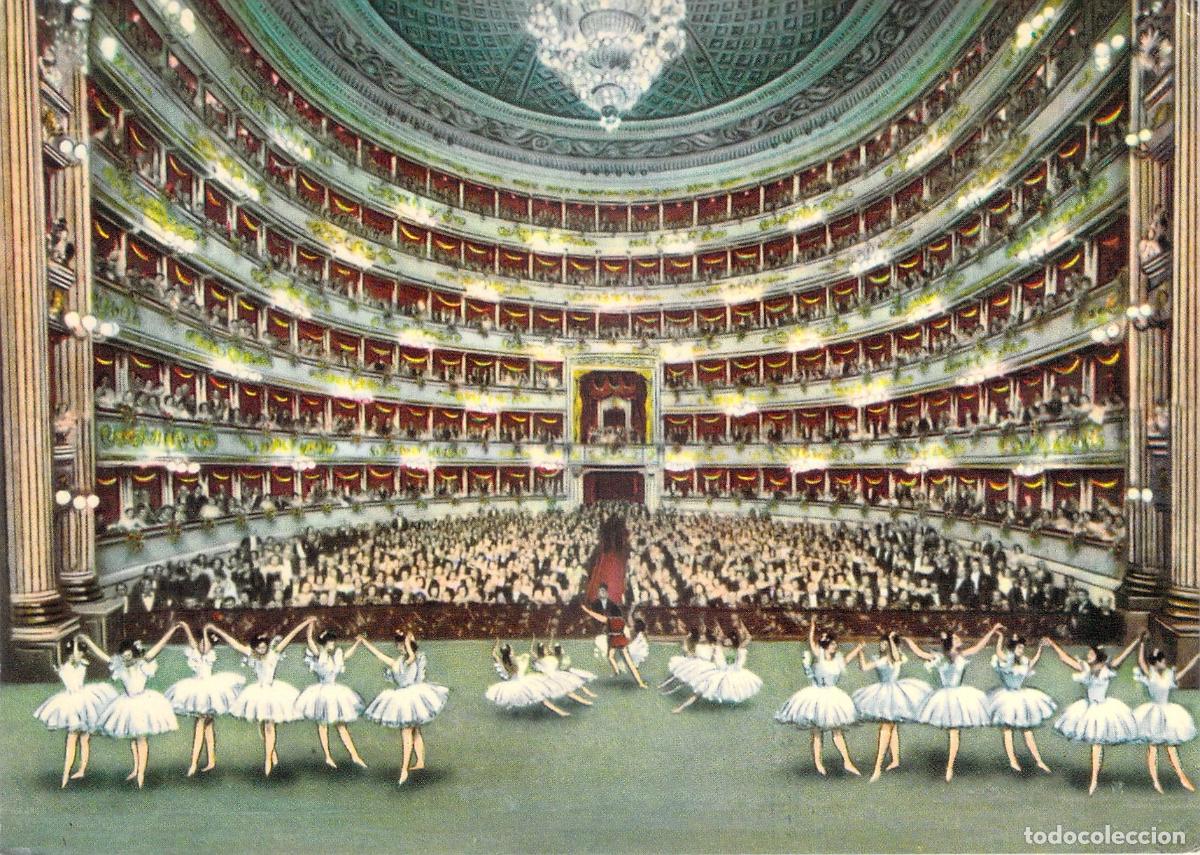 Postales: Postal del interior del Teatro alla Scala en Mil&aacute;n