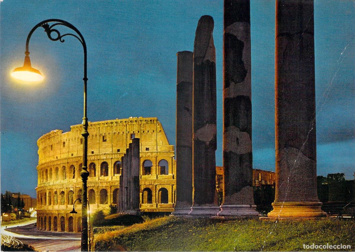Postales: Postal del Coliseo de Roma de noche