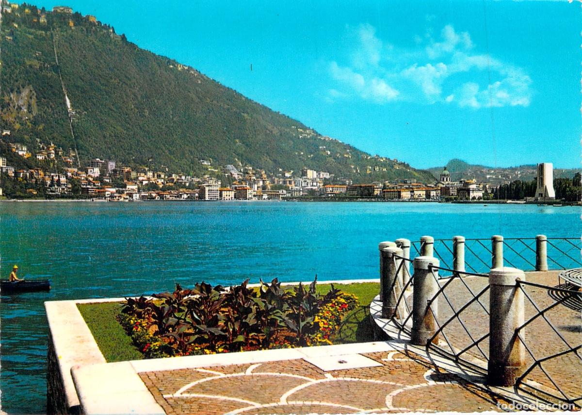 Postales: Postal de la vista de la ciudad de Como desde Villa Olmo