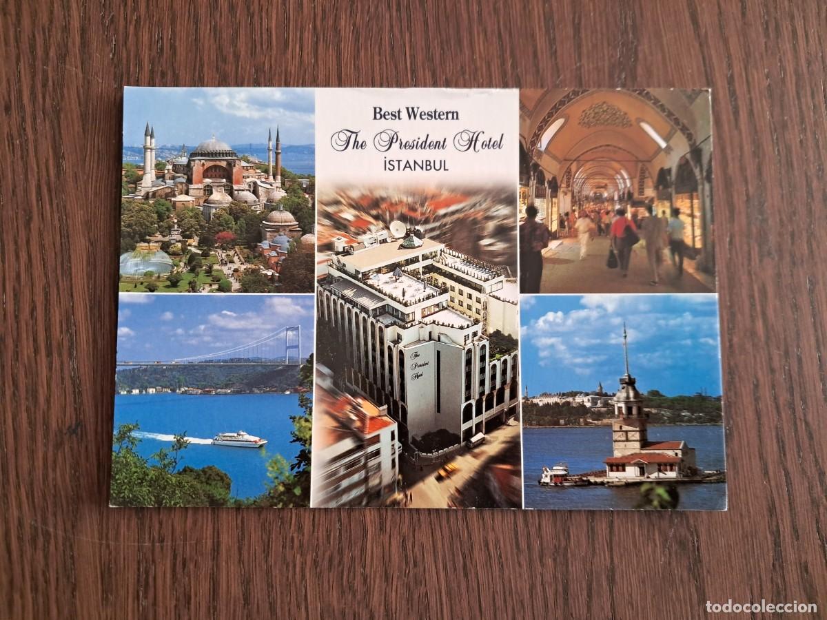 Postales: postal de Turquia, The president hotel y diferentes vistas de Estambul.