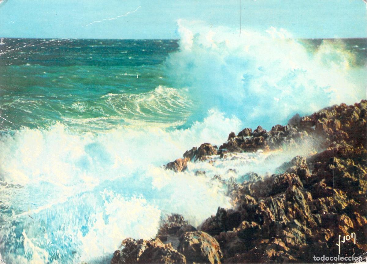Postales: Postal de Menton Francia, Efecto de Olas en Cap Martin
