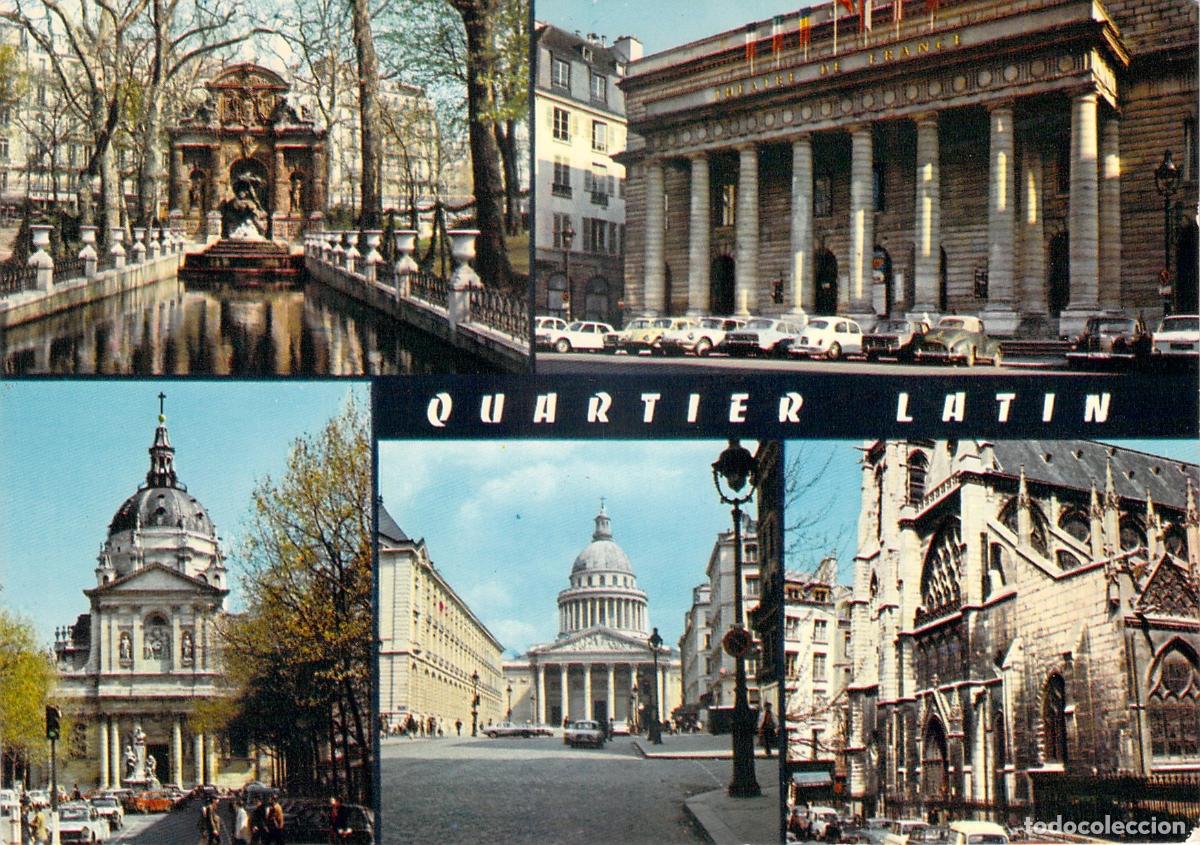Cartoline: Postal del Barrio Latino en Par&iacute;s con m&uacute;ltiples monumentos