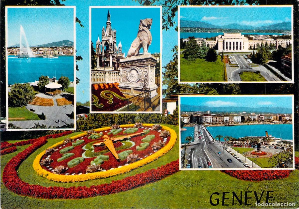 Postcards: Postal de Ginebra, Suiza, Vistas del Lago y Monumentos